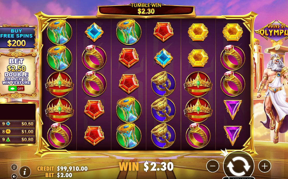 Basspelet på 6x5-rutnätet med Tumble och Multiplier Orbs